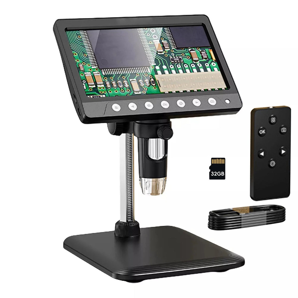 7 "IPS Screen Digital Microscope 1200X 1080P Video Focusing Microscope Tool
