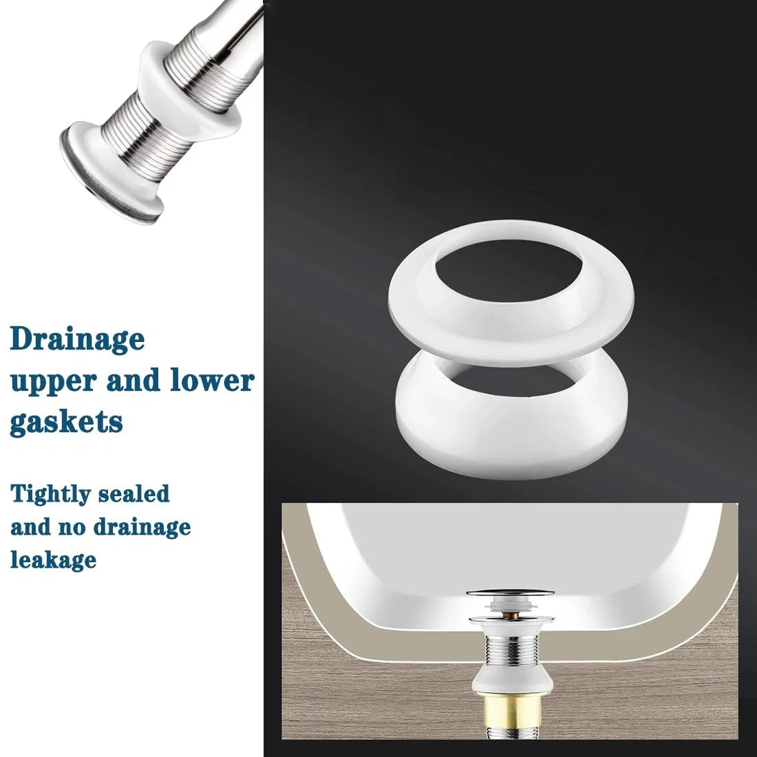 Drainage Seal,Universal Basin Drain Gasket Replacement White-4 Sets