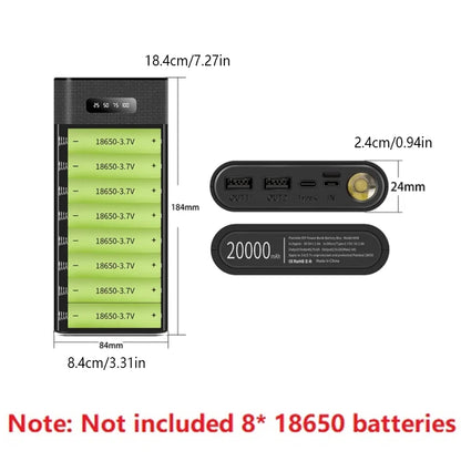 8*18650 DIY Digital Display Mobile Power Fast Charging Box without Batteries