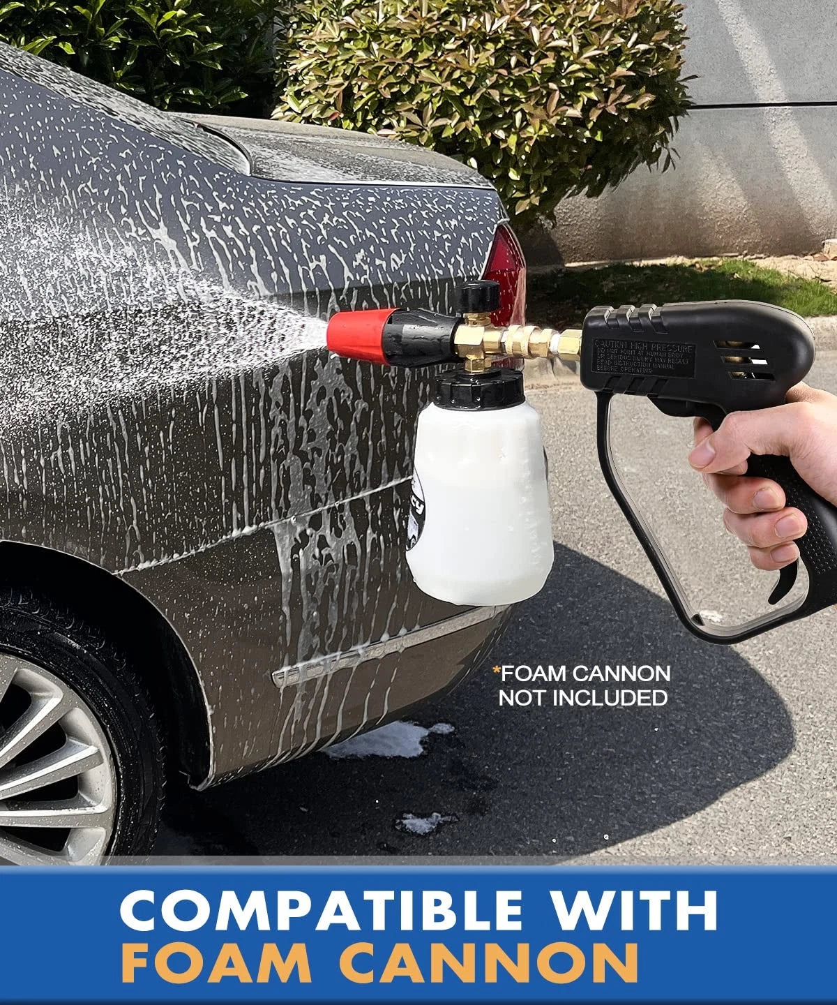 TOOLCY Short Pressure Washer Gun with M22-14mm (No Nozzles), Black