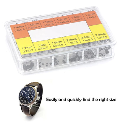 700 Pcs Watch Crown O Ring, Gaskets Rubber O Ring Kit for Black