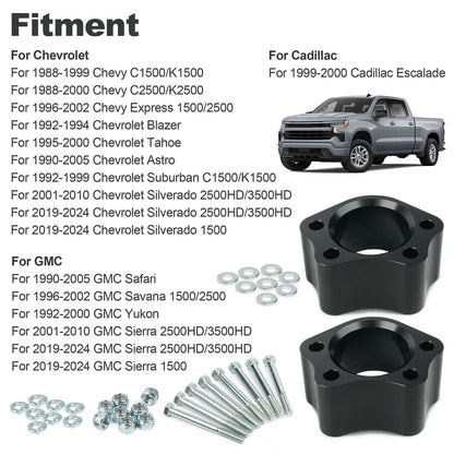 2" Ball Joint Spacer Leveling Kit For Chevrolet Silverado GMC Sierra Yukon Black