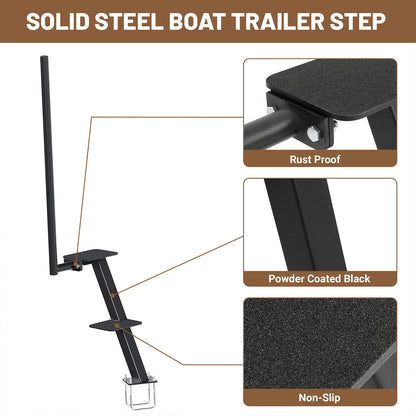 Boat Trailer Steps 2 Step Boat Ladder Heavy Duty Solid Steel Slip Resistant