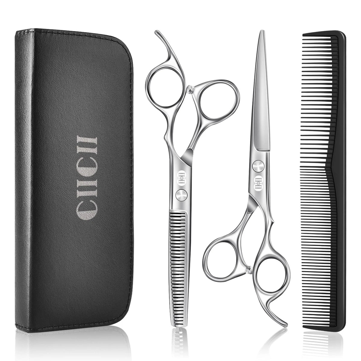 CIICII Hair Cutting Scissors 6.7 Inch Scissors, Silver Kit