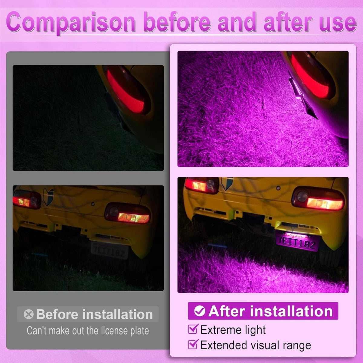 LivTee License Plate Light, Extremely Bright LED Lights Purple