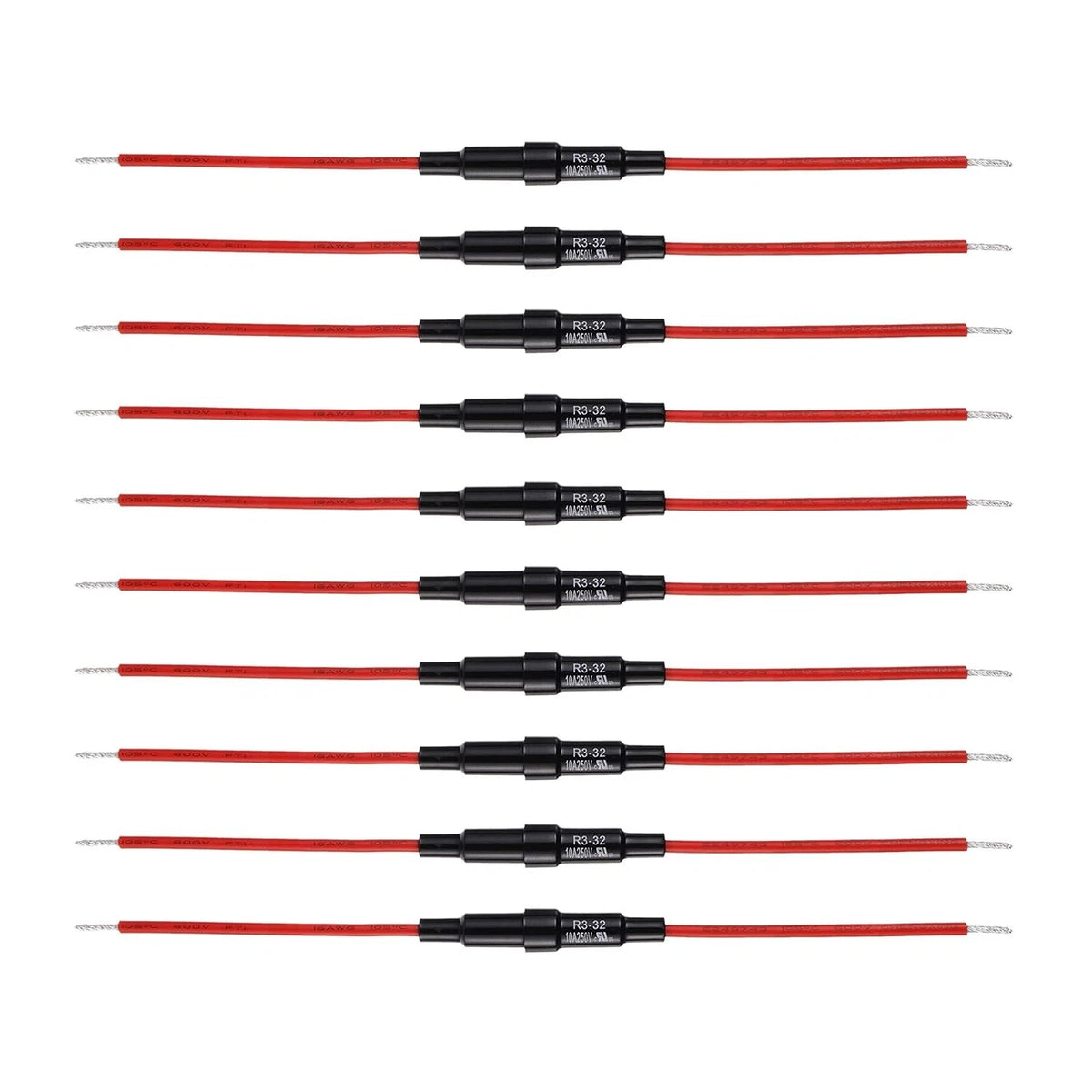 BOJACK 5x20 mm Fuse Holder Inline Screw Type with 16 AWG Red Wire + 15...