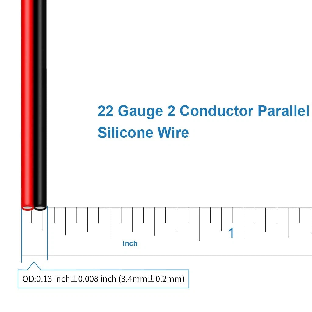 BNTECHGO 22 Gauge Flexible 2 22 AWG 25ft, 22 Parallel silicone wire 25ft
