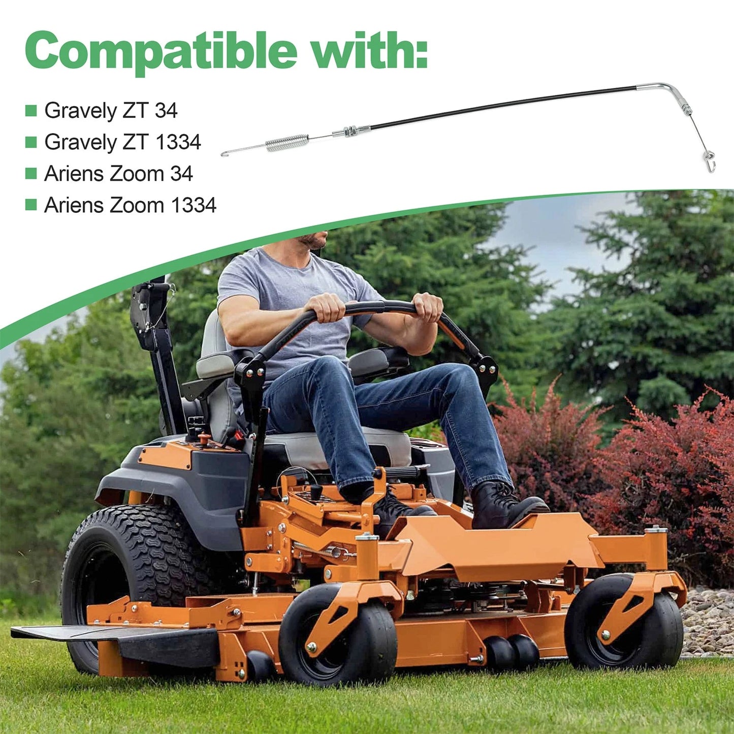 06900338 Power Take-Off (PTO) Cable Fits Ariens 1334 Zoom, Gravely ZT 1334