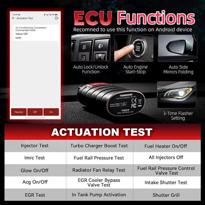 Thinkdiag OBD2 Scanner Bluetooth Full System Portable, Red and Black
