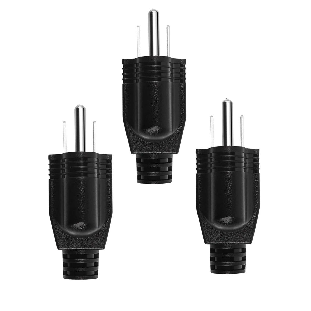 Male Electrical Plug Replacement Connector 3 Prong 125V 15A AC 3-Pack Cord