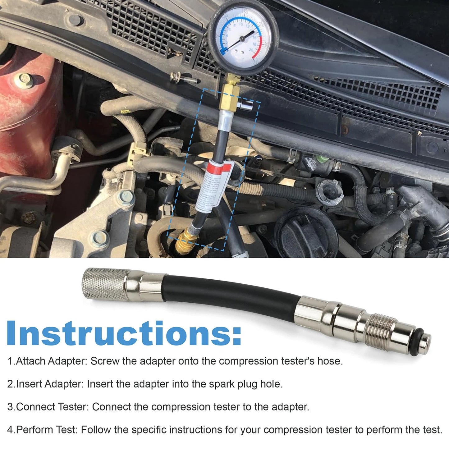 14mm Spark Plug Compression Tester Adapter for Ford Triton 4.6 5.4 V8 3-Valve
