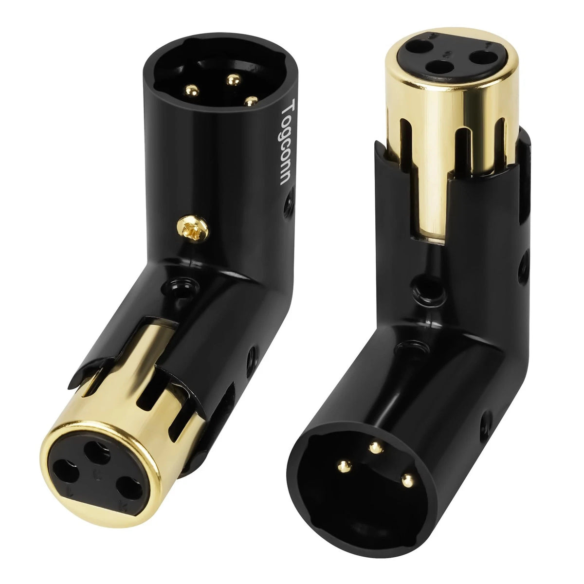 Togconn Adjustable 3-PIN Right Angle XLR Adapter 2 Pack, 90 Degree Black