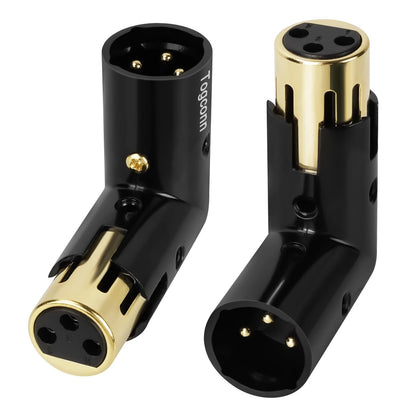 Togconn Adjustable 3-PIN Right Angle XLR Adapter 2 Pack, 90 Degree Black