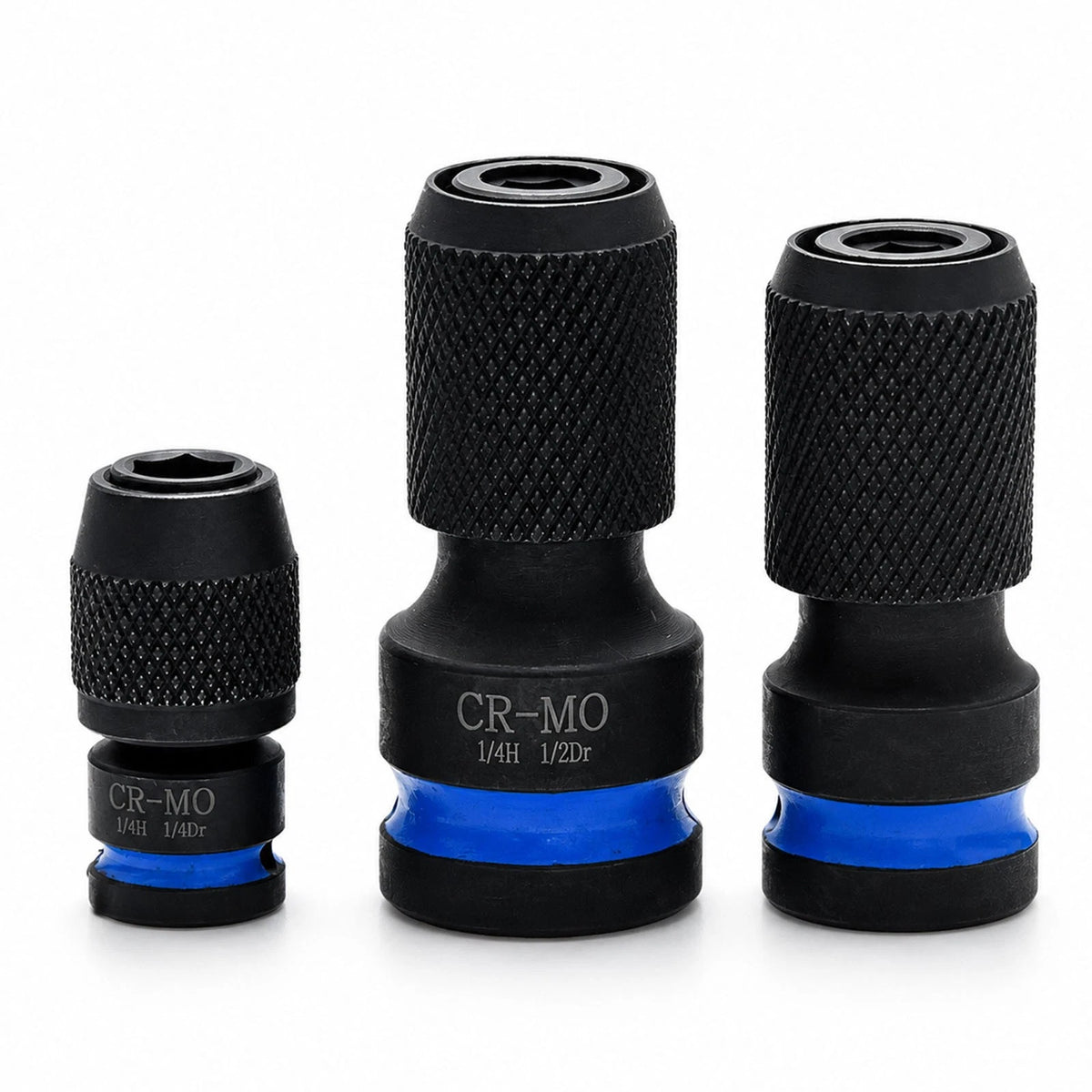 3-Piece Drill Socket Adapter Kit with Quick-Change 1/4" Hex Shank CR-MO Steel