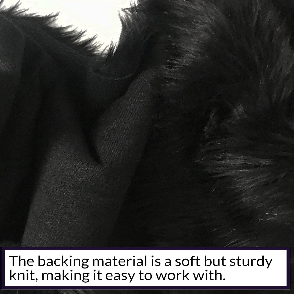 Bianna Noir Black Faux Fur Fabric – Shaveable, Thick, Cut from 60-Inch