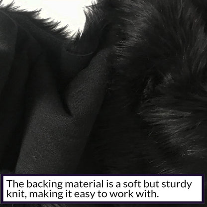 Bianna Noir Black Faux Fur Fabric – Shaveable, Thick, Cut from 60-Inch