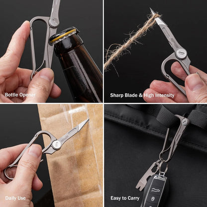 Titanium Carabiner Clip, Multifunctional EDC Keychain with Grey