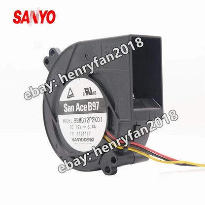 SANYO Denki 9BMB12P2K01 SanAce Blower Fan 12V 3.4A 56.8CFM 97*95*33MM Axial Fan