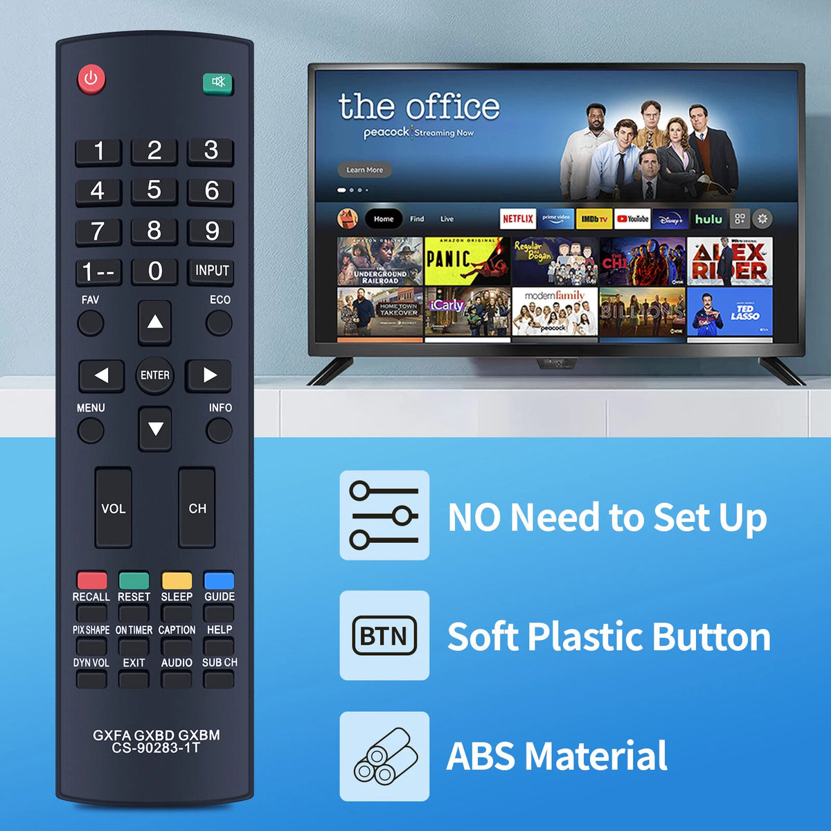 Replaced TV Controller Remote Control Sub Sanyo GXFA GXBD GXBM CS-90283-1T
