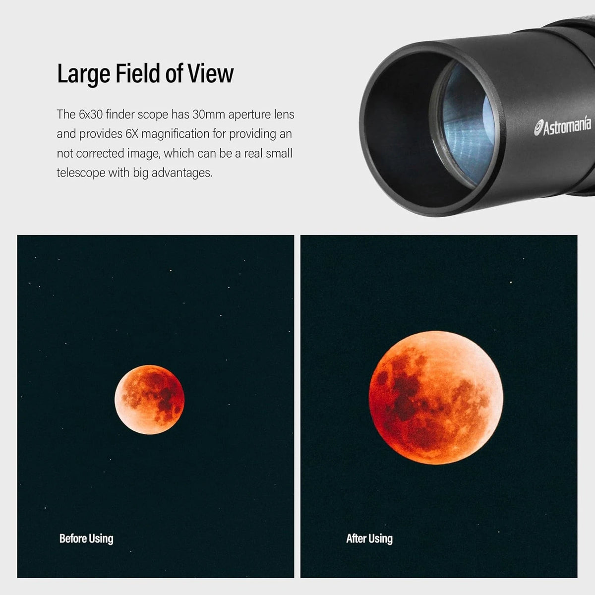 Astromania Finder Scope, 6x30 Metal Optical Black