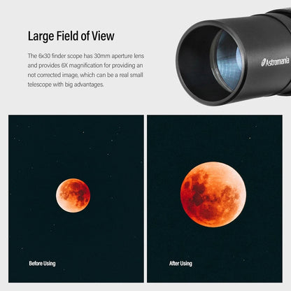 Astromania Finder Scope, 6x30 Metal Optical Black