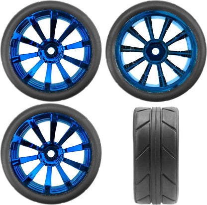 ShareGoo OD 2.55" Rubber Tires w/Plastic Wheel Rims 12mm Hex Compatible Blue