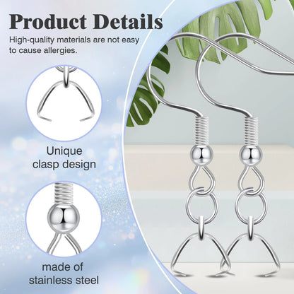 Earring Hooks 50PCS/25Pairs, Stainless Steel Ear Wires Fish Hooks, Silver