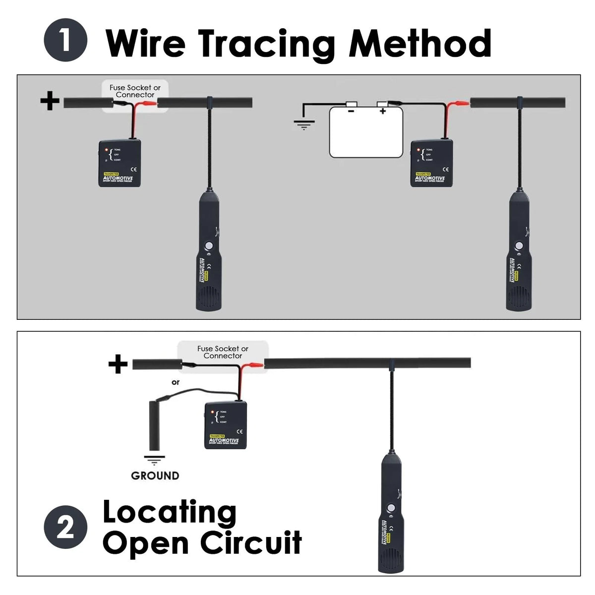 EM415 Automotive Circuit Breaker Finder DC 6-42V Wire Tracer Short and Black