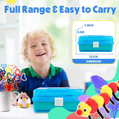 SMILESSKIDDO Kids Arts and Crafts, 1000+ PCS Craft Kits with Storage Box blue