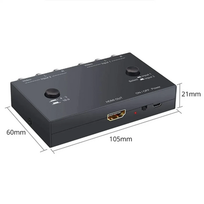 2 Port AV To HDMI Converter 2 In 1 Out 2 RCA To HDMI Adapter 2AV To HDMI