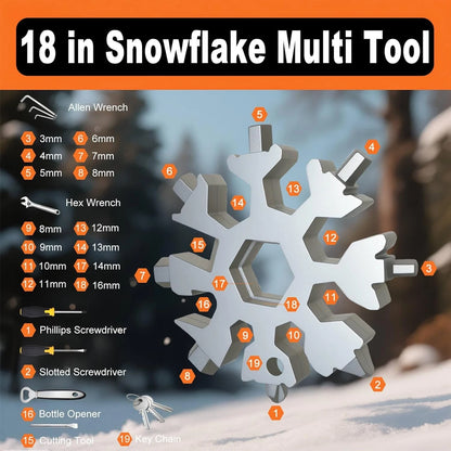 Snowflake Multi Tool 2 Pack - Stainless Steel 18 in 1 Multitool with Silver