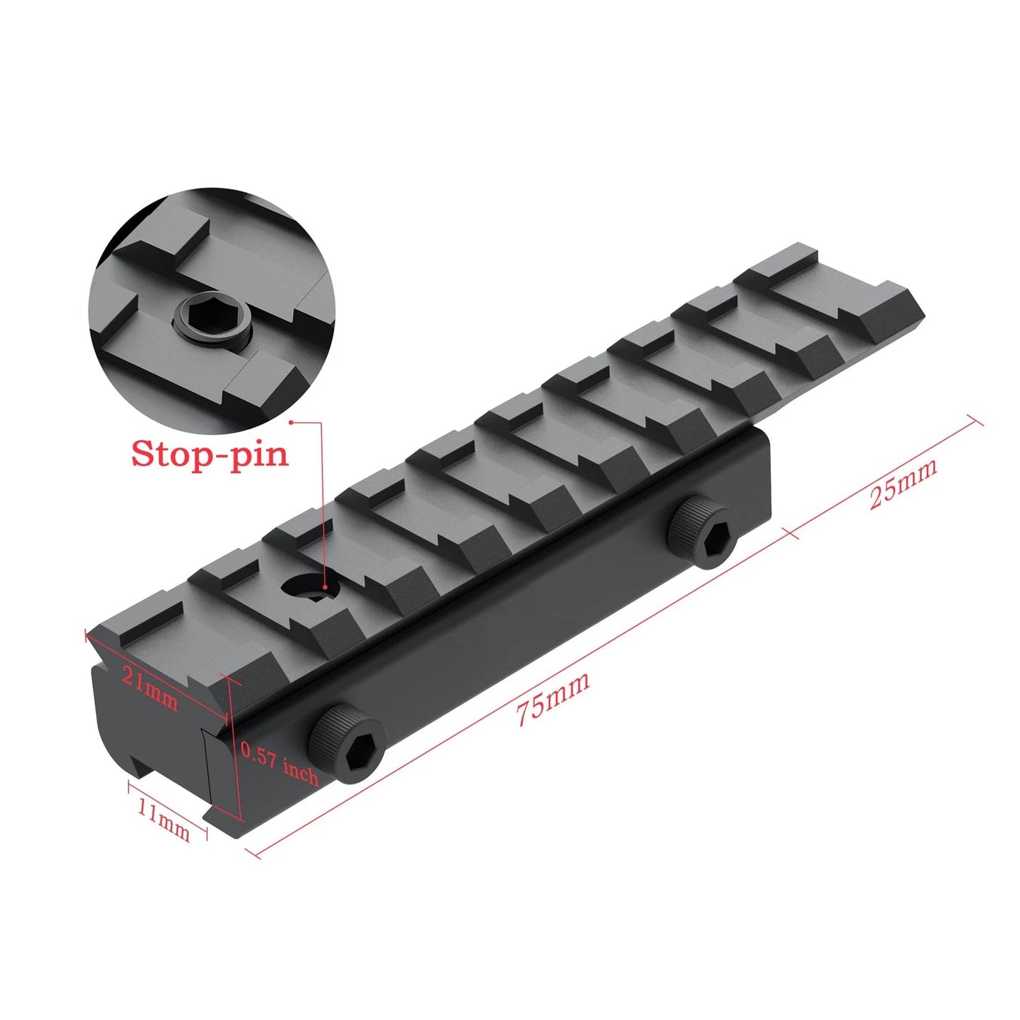 Sniper DV11 3/8" to 7/8" Dovetail Picatinny Adapter Mount, Low Black