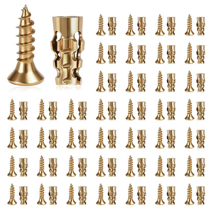 100Pcs Expansion Screws Hinge Repair Cabinet Stripped Kit for Door Gold