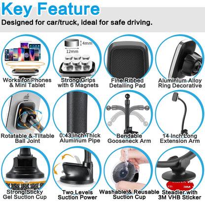 1Zero Magnetic Phone Car Mount 14-Inch 14 inches,