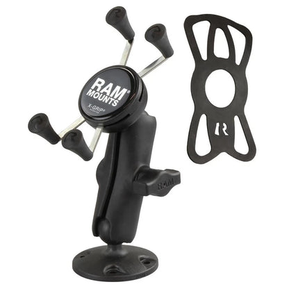 RAM MOUNTS X-Grip Drill-Down Phone Mount – Flat Surface with Black
