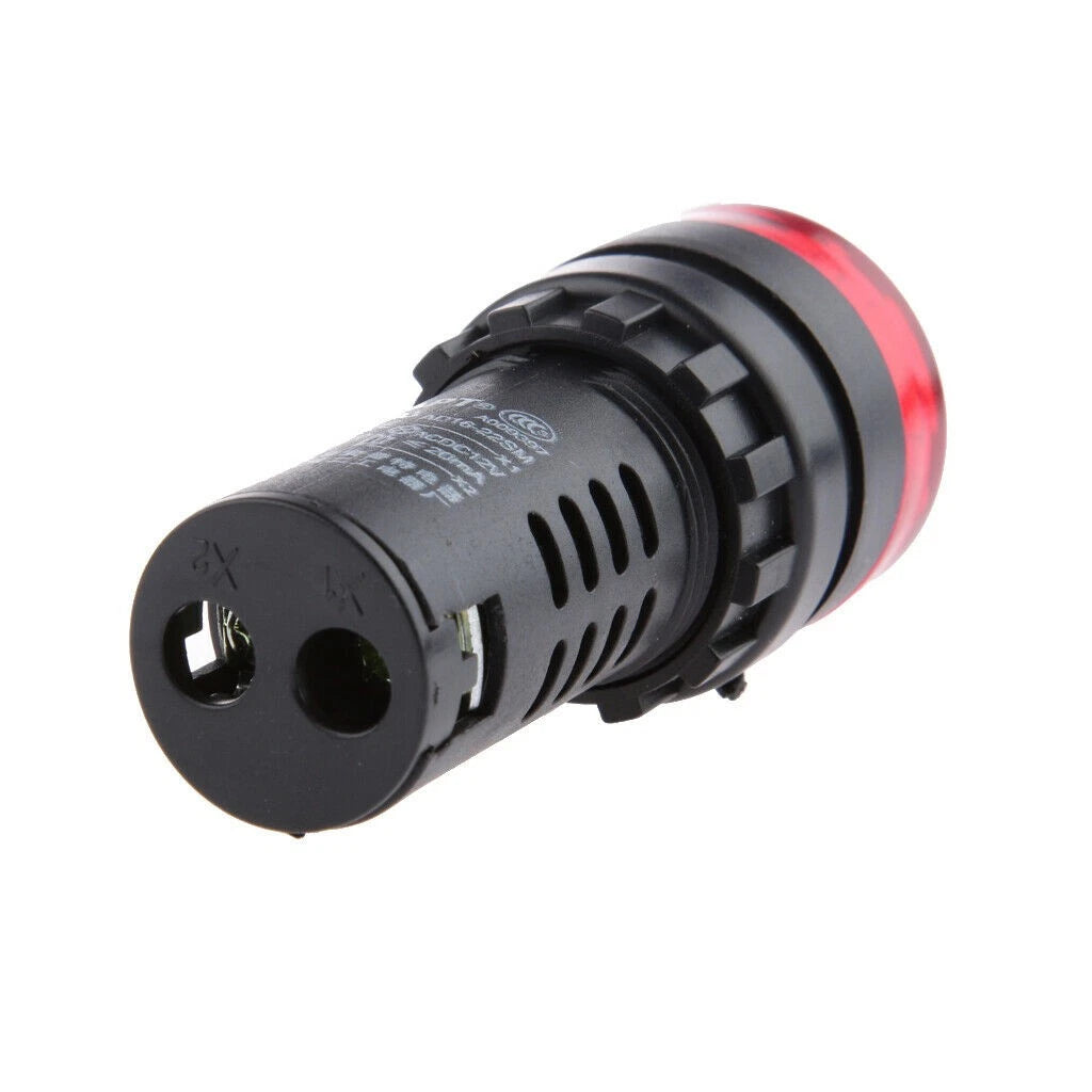 2Pcs 22mm/ 0.9inch Red LED Buzzer Alarm Signal Indicator Flash Light Panel Mount