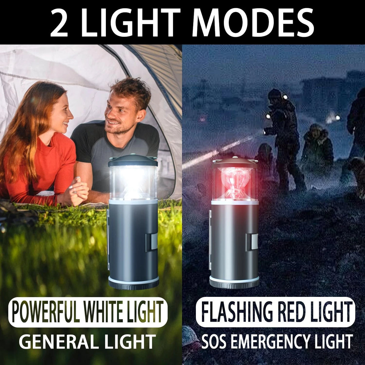 LED Camping Lantern with 15PCS Car Tool Kit, Survival Gear Hiking, Black