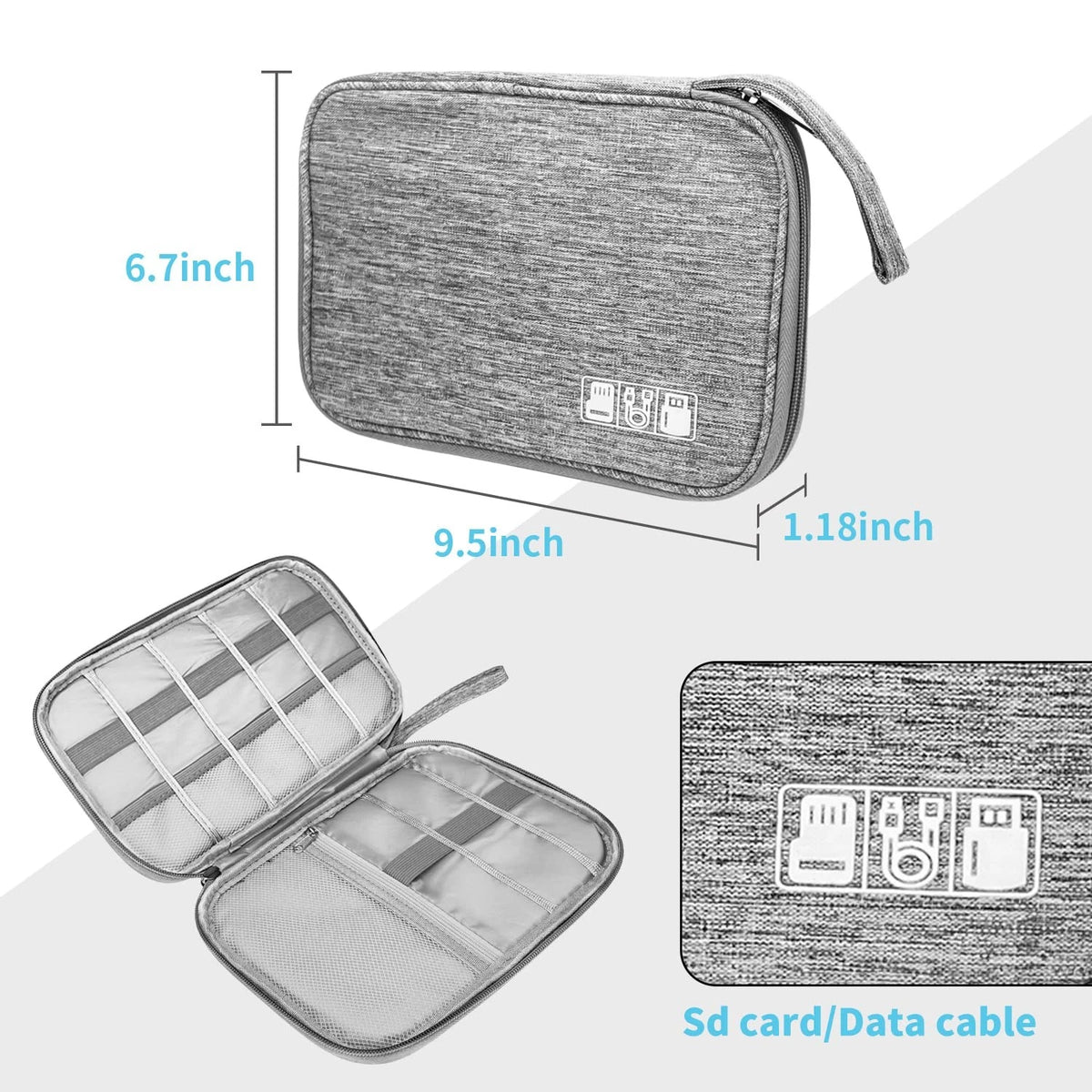 Lcsmaokin Electronics Organizer Travel Case,Electronic Single Layer, A-Grey