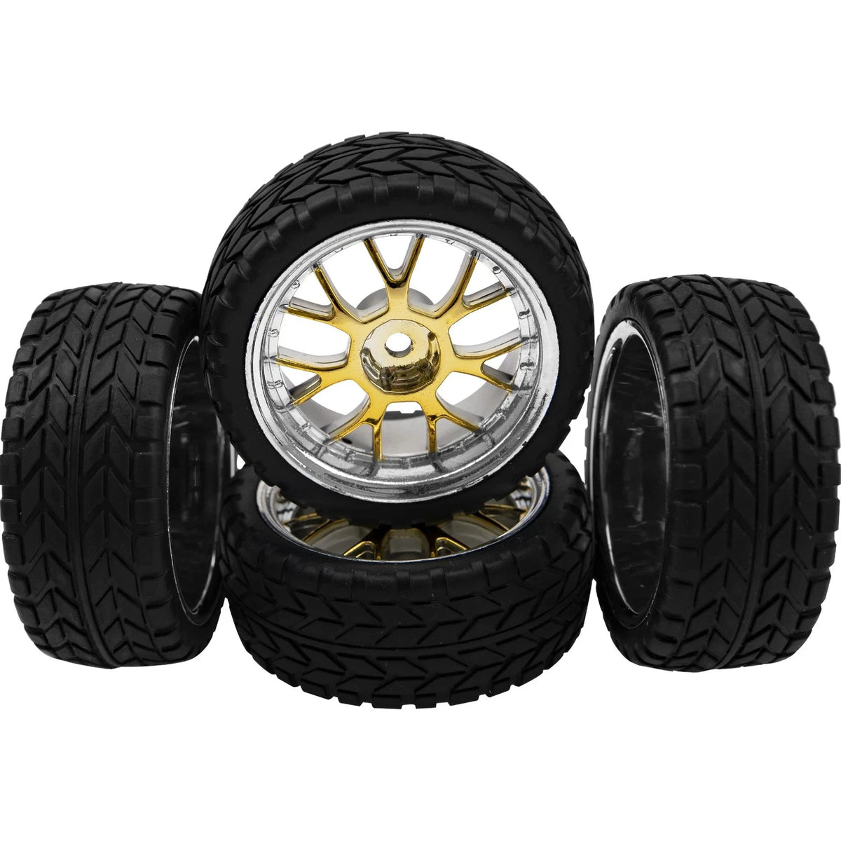 4Pack HIRCQOO 12mm Hex Plastic Wheel Rims & 2.59" Rubber 1/10 Scale, Yellow