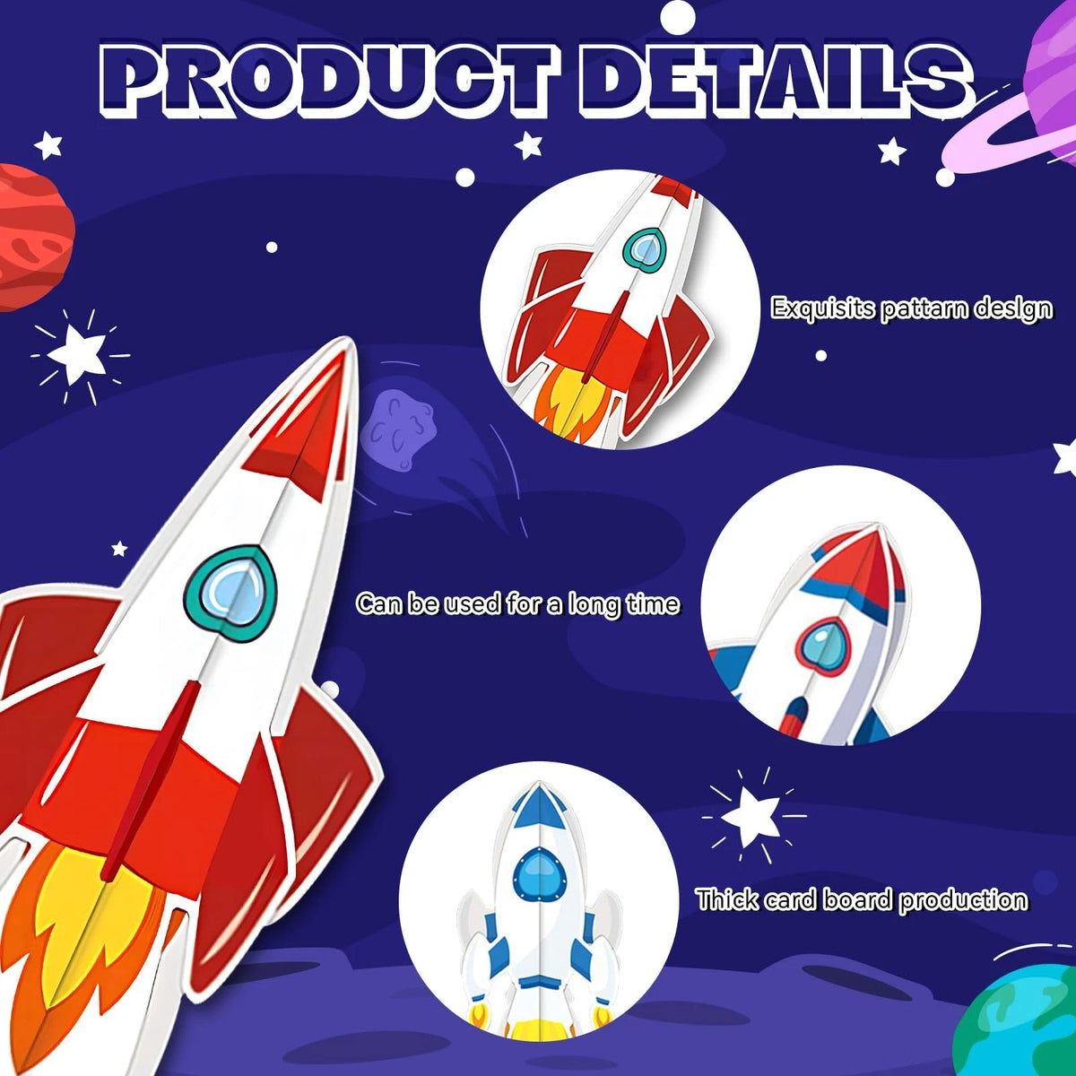 Oiuyamn 6-Piece Spaceship Party Decorations Set, 3D Rocket Centerpieces and...