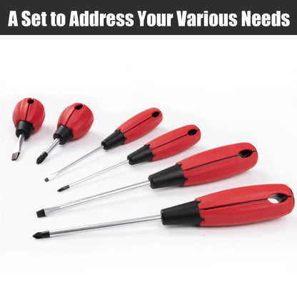 KURUI Magnetic Screwdriver Set, 6-Piece Screw Drivers Large Small, Black Red