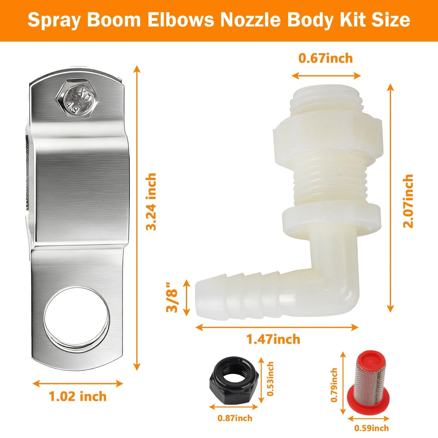 Sthovd Spray Boom Repair Kit Include 3/8" Polypropylene 0.375 inches, White