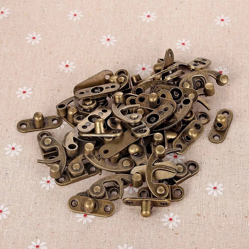 20 Pieces Jewelry Box Hinges and Latches - Thickened Solid Bronze Tone