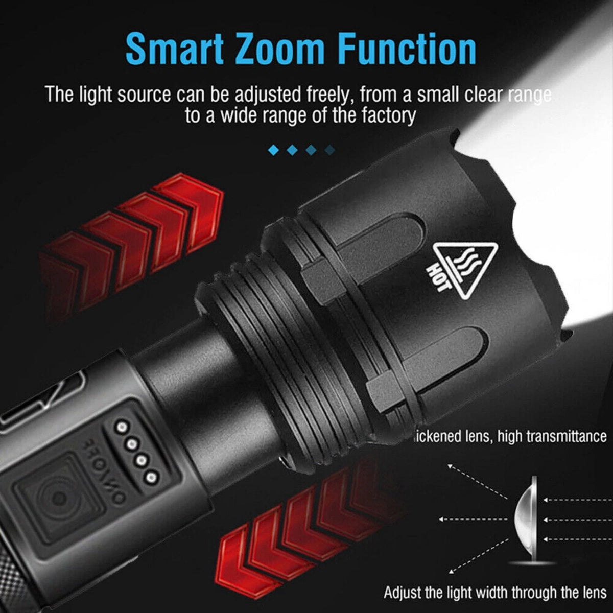 1000 lumens Super Bright LED Flashlight Tactical Rechargeable Waterproof
