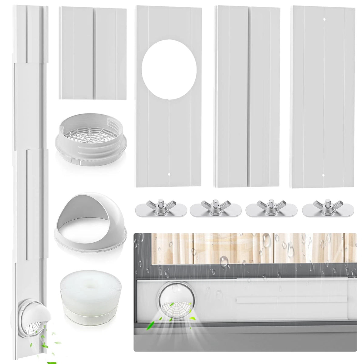 Insputer Portable ac Window Vent Kit with Universal Coupler, A-17-56in, White