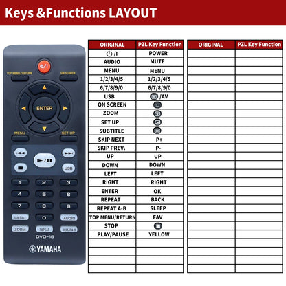 DVD-16 Replace Remote Control For Yamaha DV-S6160,DVD-S6160,DVD-S661,DVD-S661BL