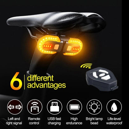 Rechargeable Bike Tail Light Kit Remote Control Turn Signals 5 Lighting Modes