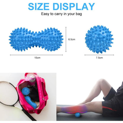 URAQT Spiky Massage Ball Set, 2 Pack Physical Therapy 2Pcs-Blue, 2pcs-blue