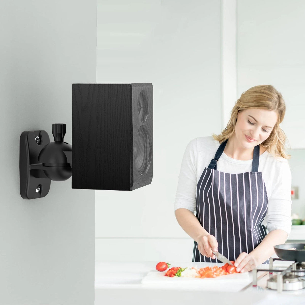 HomeMount Speaker Wall Mount Brackets - Surround & Adjustable, 2P-Black