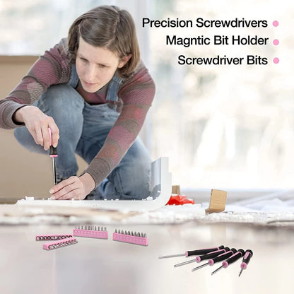 39 Piece All Purpose Basic Household Pink Tool Kit for Women - Small